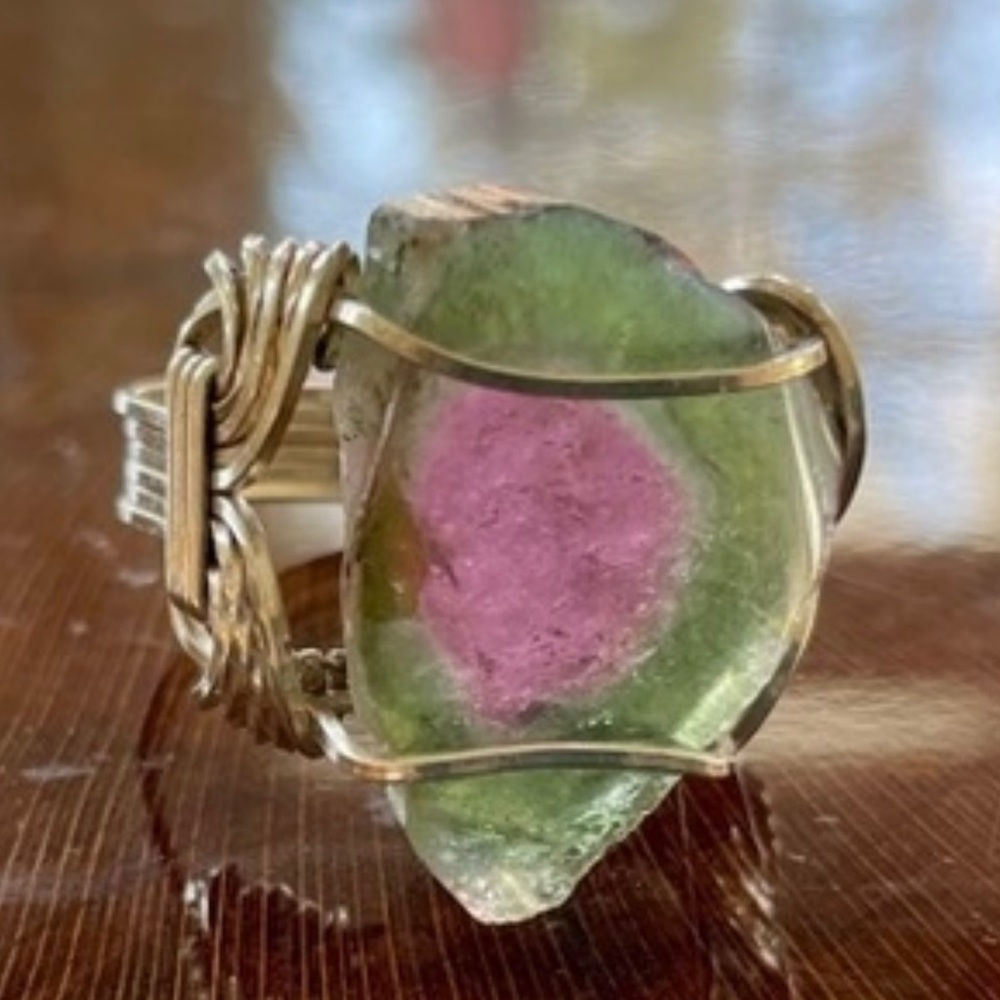 Watermelon Tourmaline Natural Stone Ring
